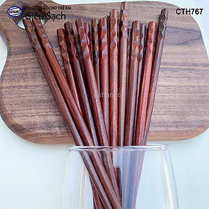 Đũa Trắc vấu tròn dành riêng cho bé (1 đôi) tập gắp làm quen đôi đũa (CTH767) tạo thói quen dùng đúng đồ của mình - an toàn sức khỏe - không chất độc hại