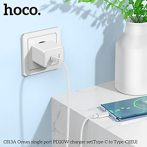 Bộ Sạc Nhanh Type C to Type C Cho Iphone15,16 PD20W Hoco CS13/CS13A  - Sạc Nhanh 0 đến 50% Pin Trong 30p - Bảo Hành 1 Năm - Hàng Chính Hãng