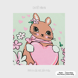 Bộ thu đông bé gái Bigfox Miss Meow size đại, bộ nỉ bé gái chất liệu nỉ bông in thỏ xinh xắn size trẻ em 3,4,5…11 tuổi