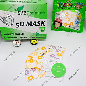 (Thùng 100 cái) Khẩu trang 5D trẻ em SHB Promask chính hãng, 5d cho bé từ 3 - 7 tuổi