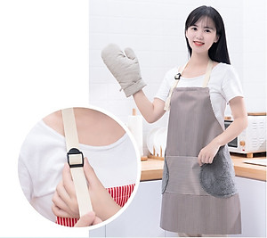 Tạp Dề Làm Bếp Không Thấm Nước, Có Túi Và Chỗ Lau Tay 2 Bên Hông 