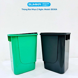 Thùng rác phân loại 2 ngăn SUMIKA B036A, dung tích 40L, nhựa nguyên sinh bền bỉ