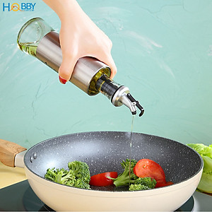 Chai đựng dầu ăn gia vị 350ml thủy tinh bọc inox 304 Hobby home decor BDN350