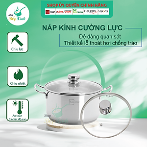 Bộ 3 Nồi Inox 3 Đáy Nắp Kính Fivestar FS06CG - Hàng Chính Hãng