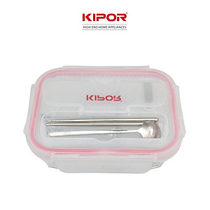 Hộp cơm văn phòng 3 ngăn KIPOR KP-G155 - Thuỷ tinh cao cấp, dùng được trong lò vi sóng - Kèm đũa thìa INOX an toàn- Hàng chính hãng