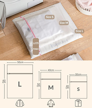 Túi Giặt Áo Ngực Quần Lót Lưới Khoá Kéo Cố Định 15CM Phân Loại Chống Rối Quần Áo Có Lỗ Treo