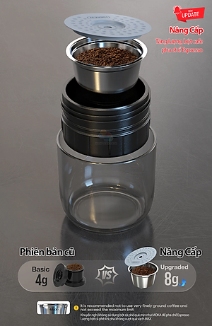 Máy pha cà phê mini HiBREW H4A cầm tay 3 trong 1 sử dụng mọi nơi, pha cafe espresso, cà phê viên nén, nóng và lạnh, hàng chính hãng