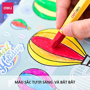  Bút màu sáp dầu học sinh hộp nhựa Deli - 12/18/24 màu - 72090/72091/72092