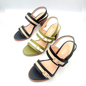 Giày sandal nữ cao gót đế cao 7 phân hàng hiệu rosata hai màu đen xanh thời trang cao cấp ro528