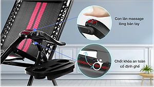 Ghế xếp thư giãn cao cấp kèm đệm Kachi MK232 - Ghế xếp thông minh văn phòng - Trọng tải 300kg