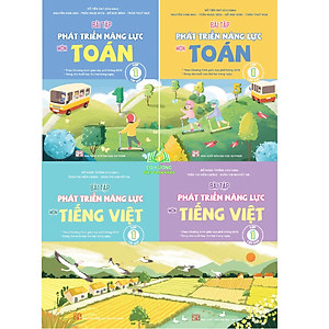 Sách - Combo Bài tập phát triển năng lực Lớp 1 môn Toán, Tiếng Việt (tập 1,2) 4 CUỐN