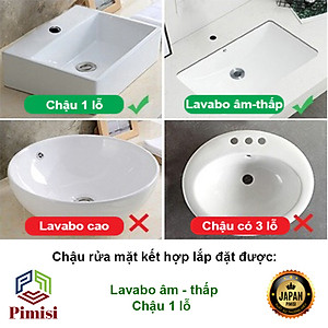 Vòi Chậu Liền Sen Pimisi Nóng Lạnh Cho Chậu Rửa Mặt Lavabo 1 Lỗ Làm Bằng Đồng Thau Mạ Xi Sáng Bóng Dùng Trong Phòng Tắm Nhỏ - Điều Chỉnh Nước Bằng Gật Gù Đầy Đủ Phụ Kiện Dây Bát Sen Tắm - Ống Xả Thải Và Dây Cấp Nước | Hàng Chính Hãng