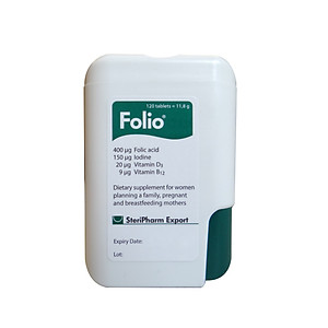 Viên uống bổ sung Acid Folic và các chất dinh dưỡng thiết yếu cho mẹ bầu và cho con bú Folio - Hộp 30 viên - Hộp màu xanh 