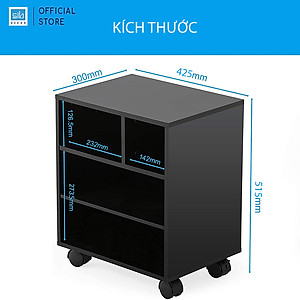 Kệ Gỗ Văn Phòng Để Tài Liệu, Máy In, Có Bánh Xe Di Chuyển SIB Decor KG41