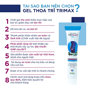 Gel Bôi Trĩ Giúp Co Búi Trĩ, Hỗ Trợ Giảm Sưng Đỏ Và Ngứa Rát Hậu Môn Do Trĩ Trimaxgel 20g - Nguyên Liệu Nhập Khẩu Từ Châu Âu