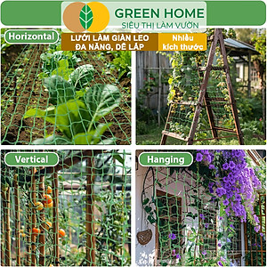 Lưới làm giàn cây leo, GreenHome, Nhiều kích thước Độ bền cao, Dễ lắp đặt, Không viền, Làm giàn bầu, Mướp, bầu, Bí, hoa