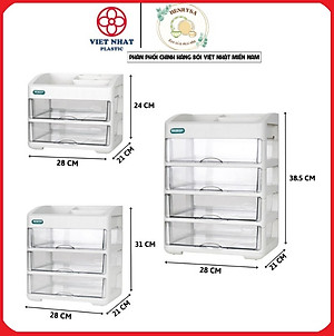 Tủ đựng mỹ phẩm, đồ dùng trang điểm, trang sức 2 tầng nhựa Hokori Việt Nhật