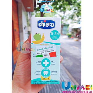Kem Đánh Răng Chicco Dành Cho Trẻ Em Hương Dâu (1-5 tuổi), Hương Chuối Táo (6 - 24 tháng) Dung Tích 50ml