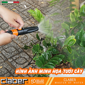 Vòi xịt tưới cây và khớp nối nhanh Claber 8536 -8458, vòi có van khóa, 2 chế độ, khớp nối nhanh kết nối 3 cỡ ống 12-15-19mm