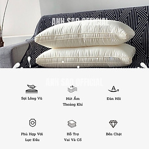 1 Gối Lông vũ Microfiber Cao cấp A - Đạt Chứng nhận OEKO-TEK an toàn sức khỏe, không chứa chất độc hại - Gối nằm êm ái, mềm mịn, kháng khuẩn - Gối chuẩn khách sạn 5 sao