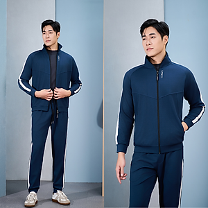 Bộ Quần Áo Nỉ Thu Đông Khóa Kéo Laroma Cho Nam | Sọc Đơn - Giữ Ấm - Vải Thơm - Kháng Khuẩn