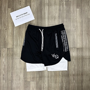 Quần 2 lớp nam tập gym DO GYM SHOP thun lỗ kim thoáng mát khi chơi thể thao QV2L11