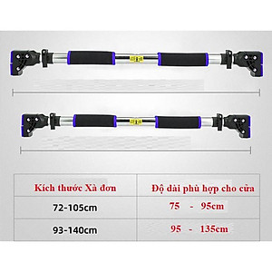  Xà đơn treo tường, gắn cửa điều chỉnh 72cm - 105cm và 93cm-140cm nặng 2kg, 2.5kg(tặng găng tay tập xà dày)