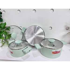 Bộ nồi chống dính men sứ Elmich EL -5204SK size 18,20,24cm - Hàng Chính Hãng