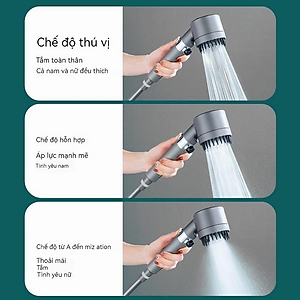 Vòi tắm hoa sen KG28 4in1 kèm đầu cọ massage 3 chế độ nước, đầu vòi có lõi lọc cao cấp tặng kèm dây sen 1m5- Hàng chính hãng