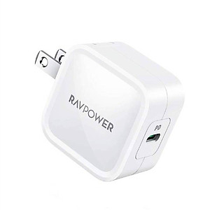 Adapter Sạc 1 Cổng Type-C 30W Công Nghệ GaN Hỗ Trợ Sạc Nhanh PD Power Delivery RAVPower RP-PC120 Với Đầu AC Gập - Hàng Chính Hãng
