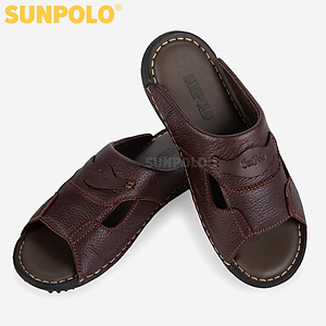 Dép Da Nam, Dép Nam Quai Ngang Da Bò SUNPOLO SQND36 (Nâu)