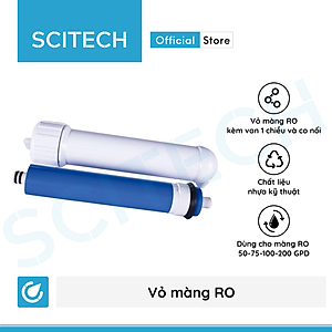 Vỏ màng RO kèm van 1 chiều và co nối dùng trong máy lọc nước (Dùng cho màng RO 50-200 GPD) - Hàng chính hãng