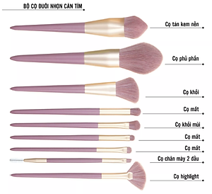 Bộ Cọ Trang Điểm 9 Cây AW01 Cao  + Hộp  đựng Cọ Da