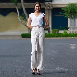 Quần Ống Suông, Quần Linen Trắng Cao Cấp Thời trang thiết kế Hity PAN047