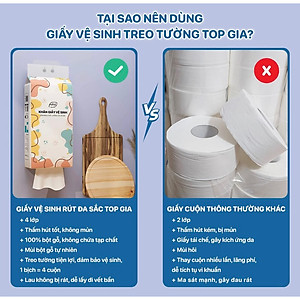 Thùng 4 gói khăn giấy, khăn giấy treo tường dạng rút đáy, khăn giấy cao cấp
