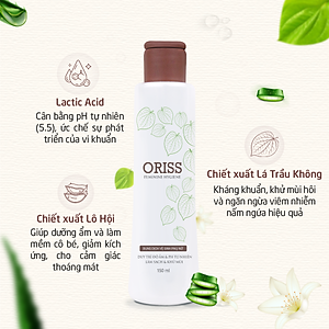Dung Dịch Vệ Sinh Phụ Nữ Kháng Khuẩn Khử Mùi Oriss Làm Sạch Dịu Nhẹ Chiết Xuất Lá Trầu Không Cân Bằng pH - 150ml