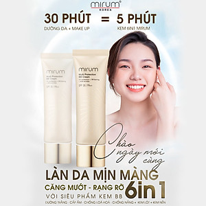 Kem BB 6in1 Mirum làm trắng da, chống lão hoá, dưỡng ẩm, chống tia UV, Lót và nền 50g Mirum Multi Protection BB cream SPF30/PA++ 