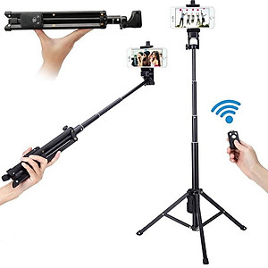 Gậy Chụp Hình Tripod 3 Chân Đa Năng 1688 Có Remote Bluetooth - Gậy Tự Sướng Kiêm Chân Đế Kẹp Điện Thoại, Máy Ảnh