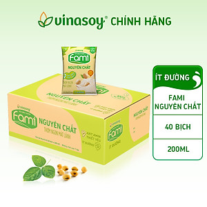 Thùng Sữa đậu nành Vinasoy Fami Nguyên Chất ít đường (200ml x 40 bịch)