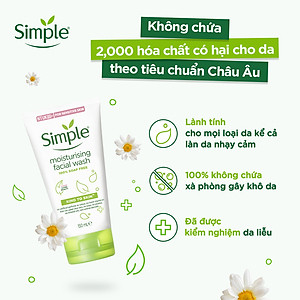 Sữa rửa mặt Simple giúp cấp ẩm, da trông khỏe và mịn màng - cho da khô nhạy cảm 150ml [CHÍNH HÃNG ĐỘC QUYỀN] [MỚI]