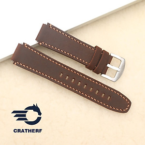 Dây da thay thế đồng hồ Casio AE1200 da bò sáp nâu Ngựa Handmade