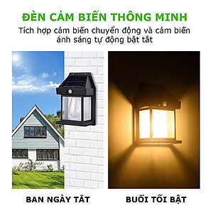 Đèn năng lượng mặt trời cảm biến ánh sáng tự động bật tắt, đèn mặt trời cảm biến hồng ngoại trang trí sân vườn 3 chế độ, ánh sáng vàng-BK888