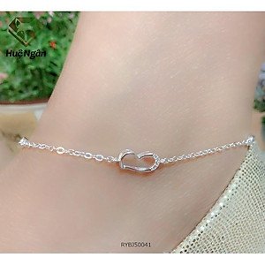 Lắc chân bạc Ý 925 Huệ Ngân - Tim xinh đính đá RYBJ50041