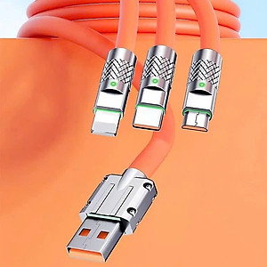Dây Sạc 3 Đầu, Dây Sạc Nhanh 120W Với 3 Đầu Sạc Phù Hợp Với Nhiều Dòng Điện Thoại Dài Khoảng 1.2 Mét - Hàng Nhập Khẩu - Giao Màu Ngẫu Nhiên