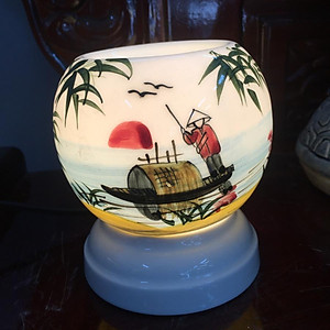 Đèn mini xông tinh dầu Bát Tràng vẽ cảnh