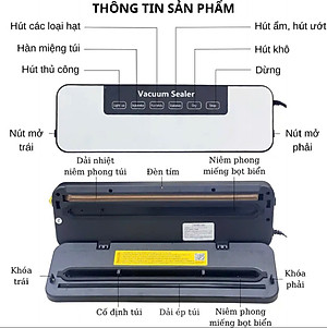 Máy Hút Chân Không ALIZZ Hoàn Toàn Tự Động Máy Đóng Gói Thực Phẩm Khử Trùng Bằng Tia Cực Tím Máy Niêm Phong Thực Phẩm Tặng Kèm 10 Túi Hút PaKaSa - Hàng chính hãng