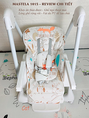 Ghế đa năng Mastela 1015 ngả, nâng hạ độ cao, có bánh xe / TẶNG BÁT THÌA ĂN DẶM UPASS CHÍNH HÃNG