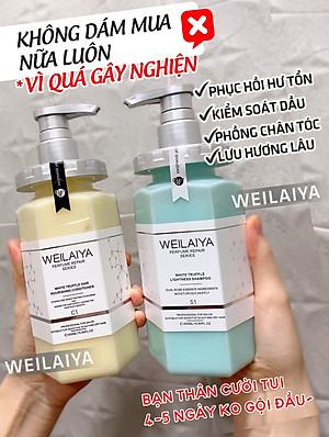 Combo  Dầu gội xả phục hồi đa tầng nấm Truffle Weilaiya hương nước hoa và Sữa tắm trắng da cánh hoa hồng Damask Weilaiya