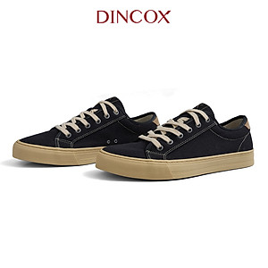 Giày Sneaker Nam Nữ Vải Canvas DINCOX E12 Black/Beige Đơn Giản Thanh Lịch
