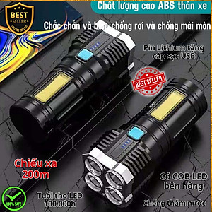 Đèn Pin Cầm Tay DP01 Gồm 4 Chế Độ Chiếu Xa 200m, Đèn Pin Mini DP03 Có 3 Chế Độ Sáng Chính Hãng D Danido, Có COB Led thân